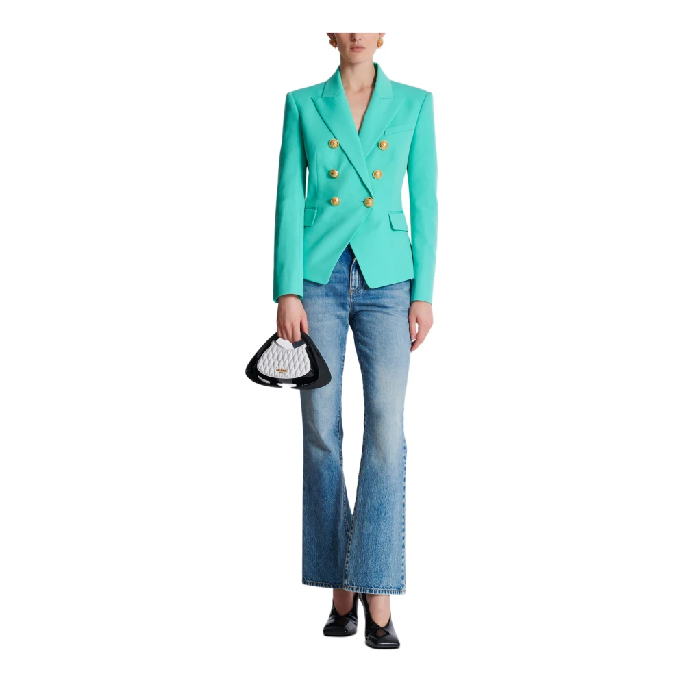 Balmain Graan van poeder 6-knoops jasje Blue Dames