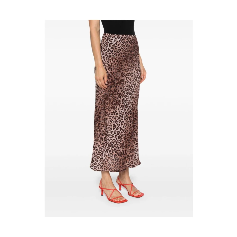 Rixo Luipaardprint Satijnen Rok Brown Dames