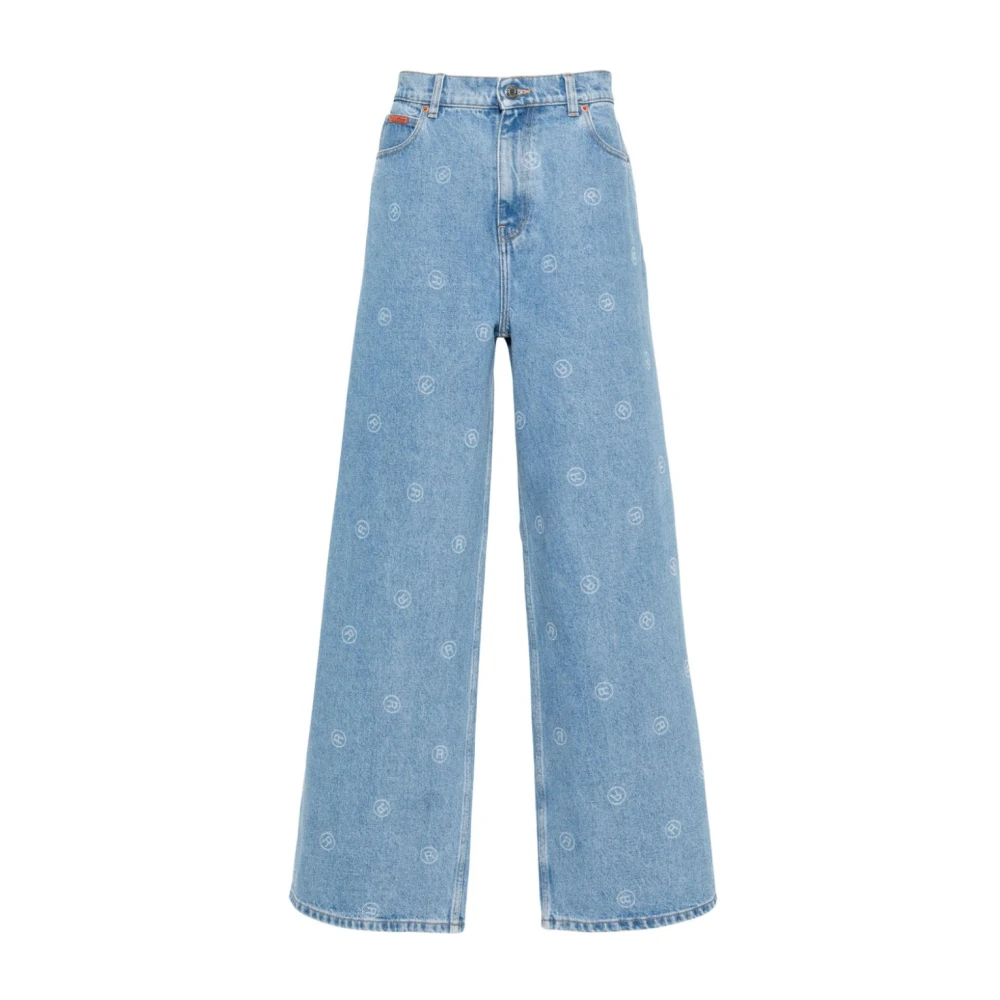 Martine Rose Hoge Taille Wijde Pijp Jeans Blauw Blue Heren
