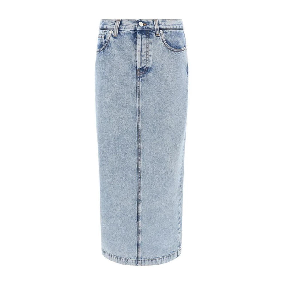 Fabiana Filippi Denim Midi Rok met Contraststiksels Blue Dames