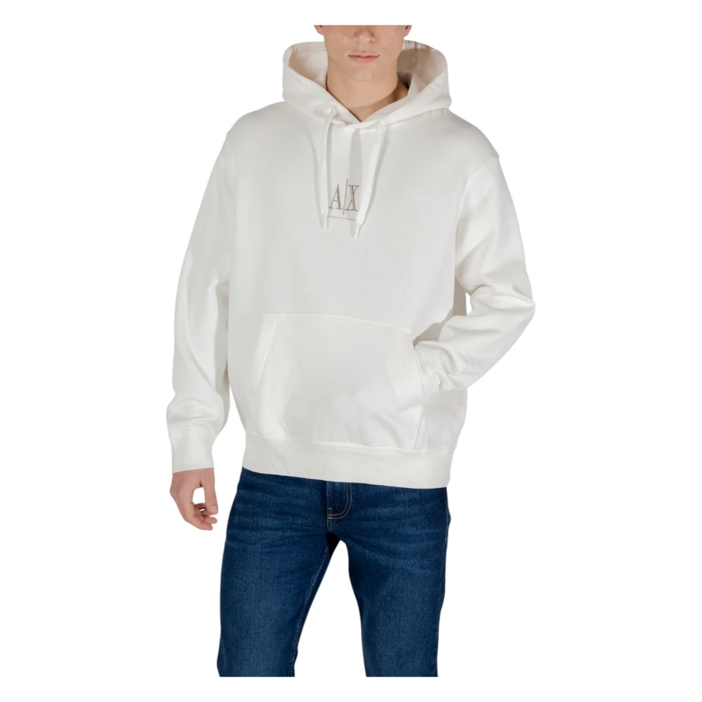 Armani Exchange Logo Print Crewneck Sweatshirt Mannen Lente Zomer Beige Heren
