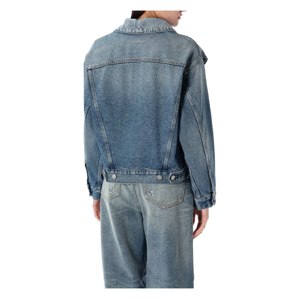 MM6 Maison Margiela Denim Jas met Unieke Mouwuitsnijding Blue Dames