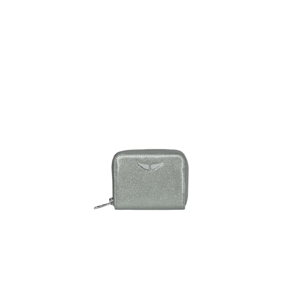Zadig & Voltaire Zilveren Glitter Mini Portemonnee met Ritssluiting Gray Dames