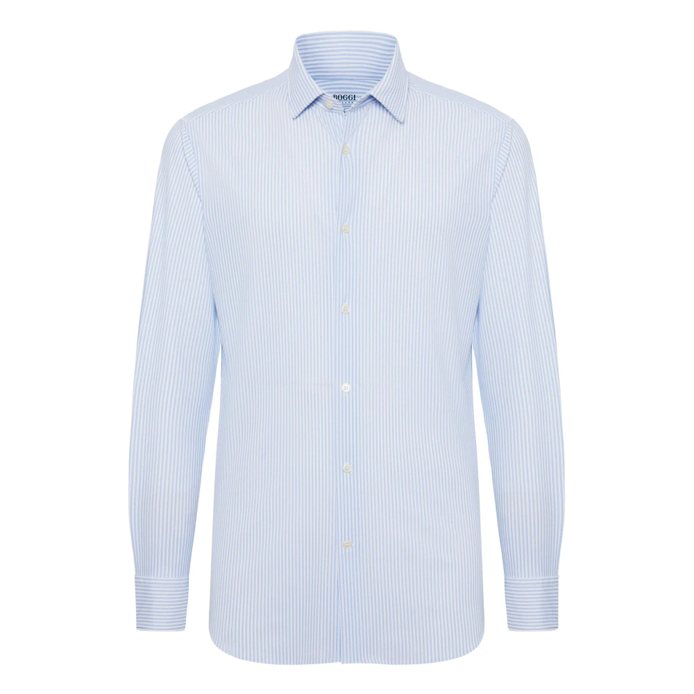 Boggi Milano B Tech Slim Fit Stretch Nylon Overhemd Blue Heren