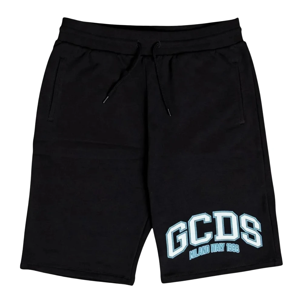Gcds Black Casual Shorts, Male, M, Lounge Logo Sweatshorts