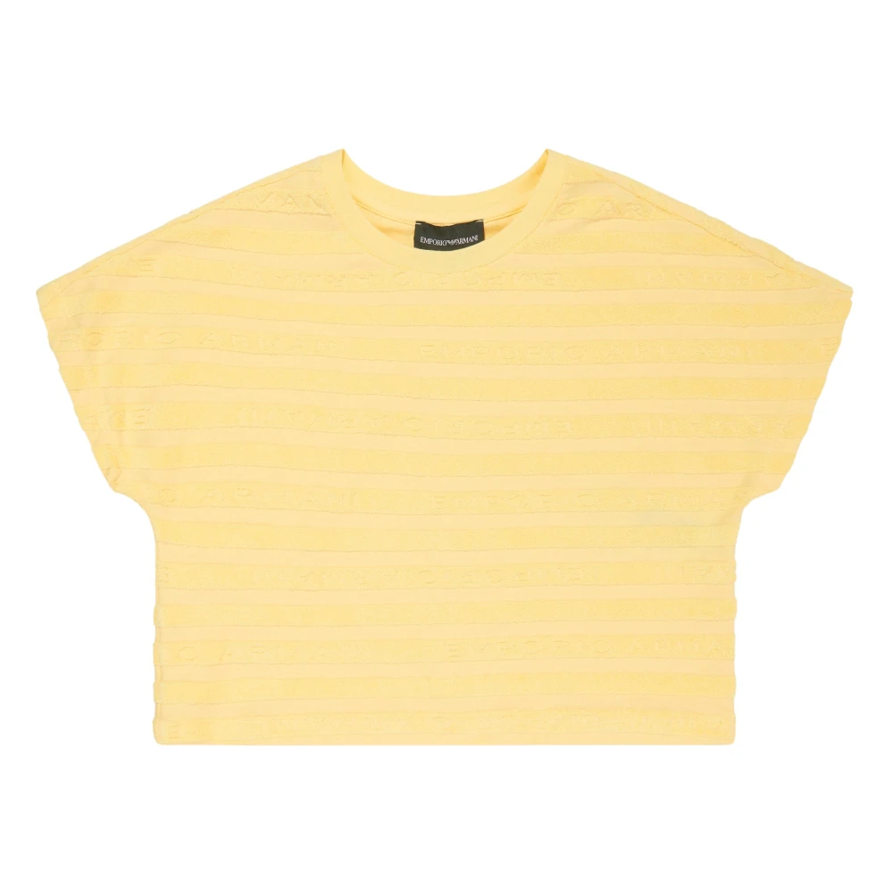 Emporio Armani Women's Yellow Striped Logo T-Shirt