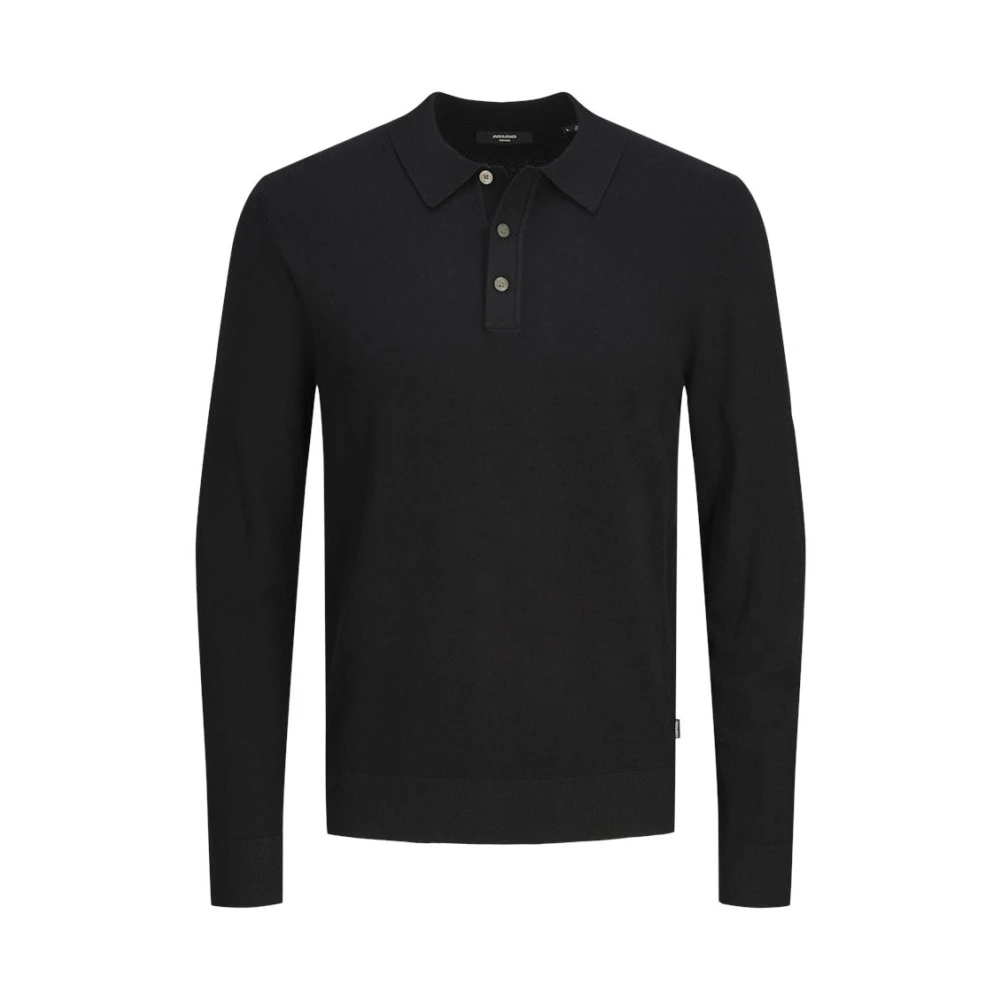 Jack & jones Premium Knit Polo LS Zwart Onyx Black Heren