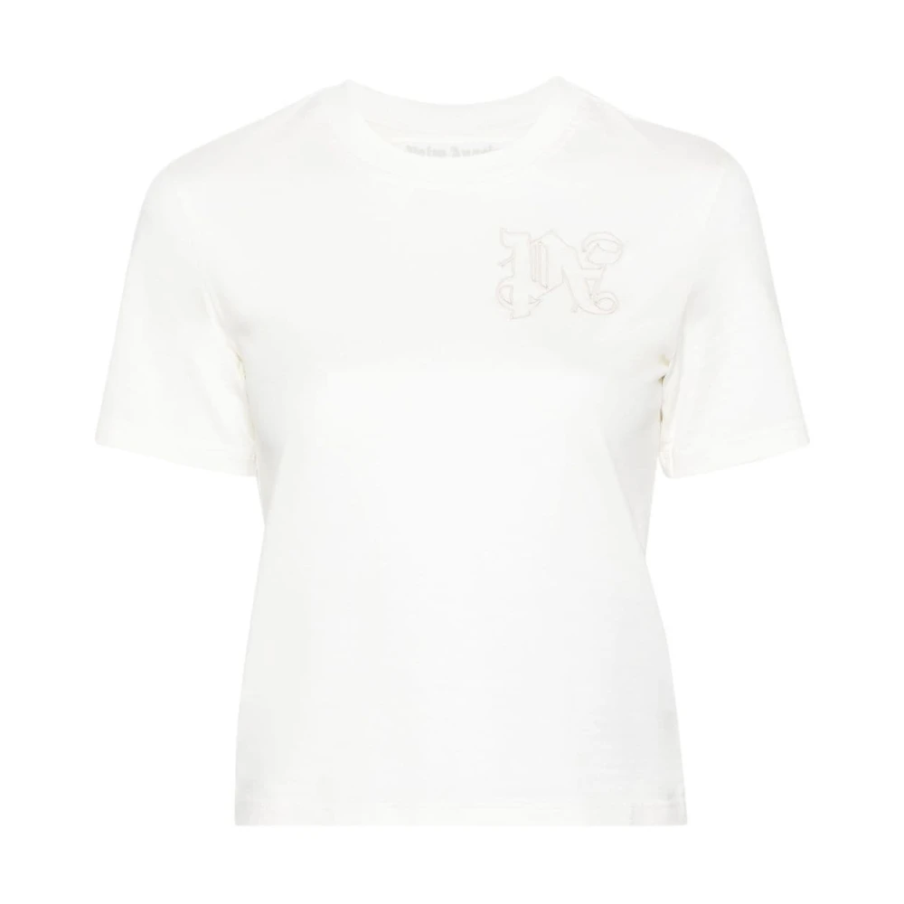 Palm Angels Witte T-shirts en Polos met geborduurd logo White Dames