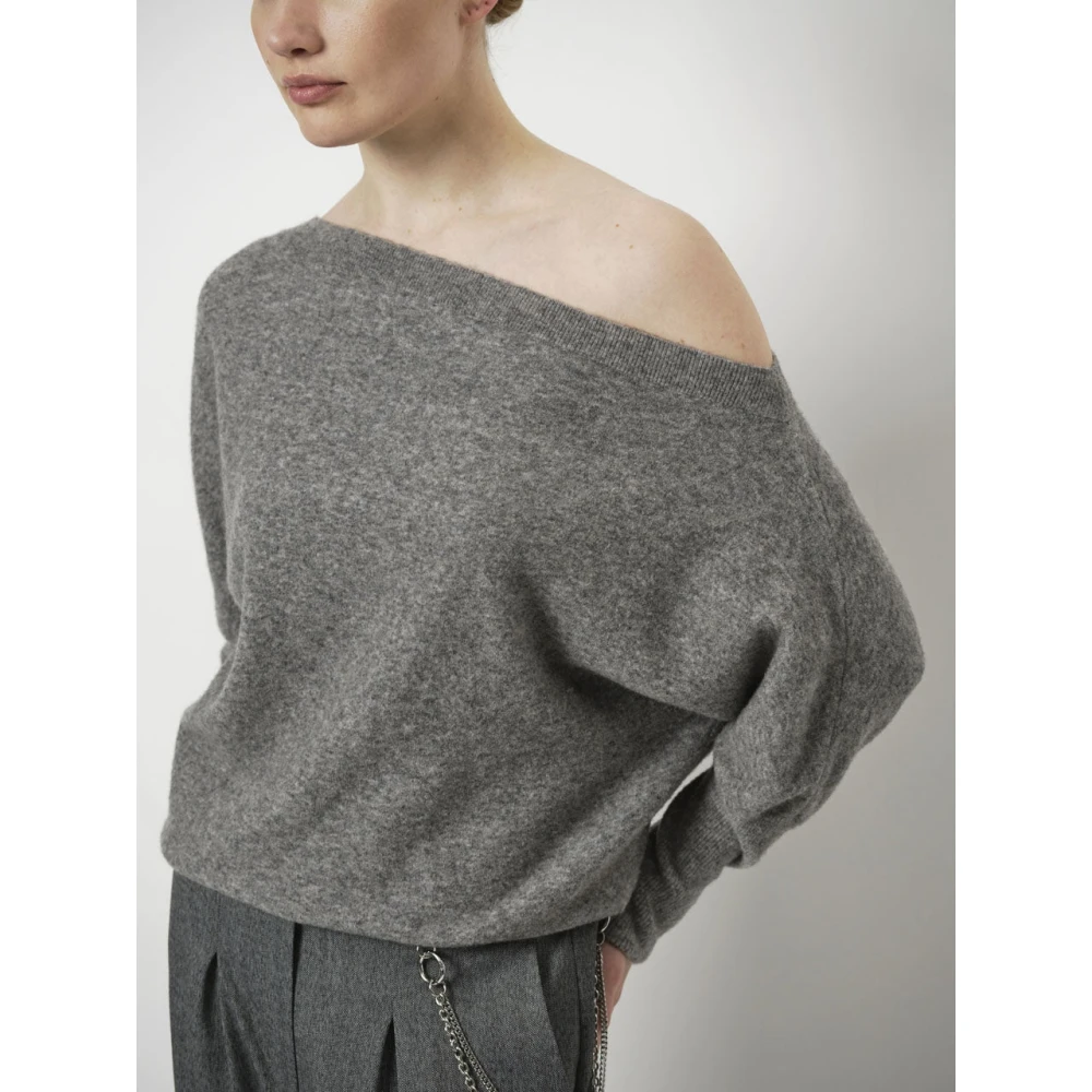 Dante 6 Asymmetrische Wollen Trui Gray Dames
