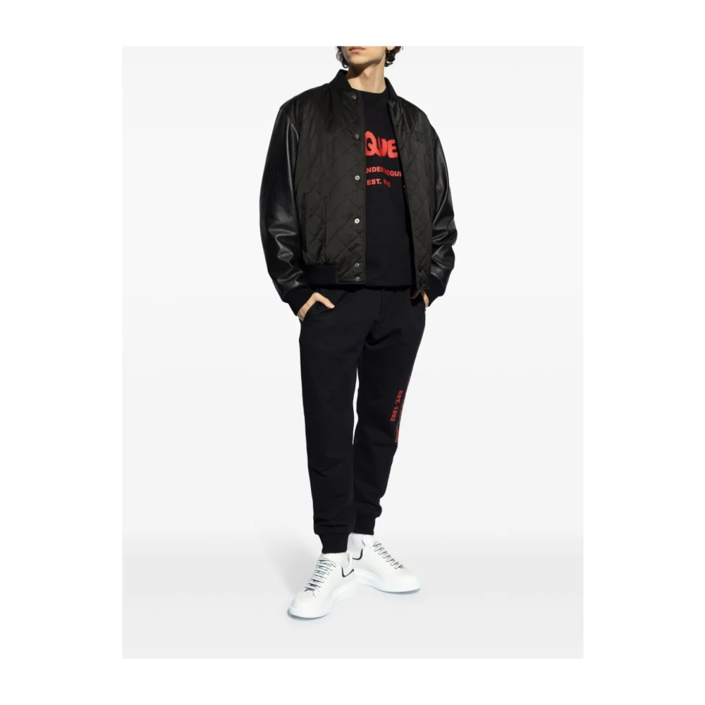 alexander mcqueen Zwarte Logo Print Crew Neck Sweater Black Heren