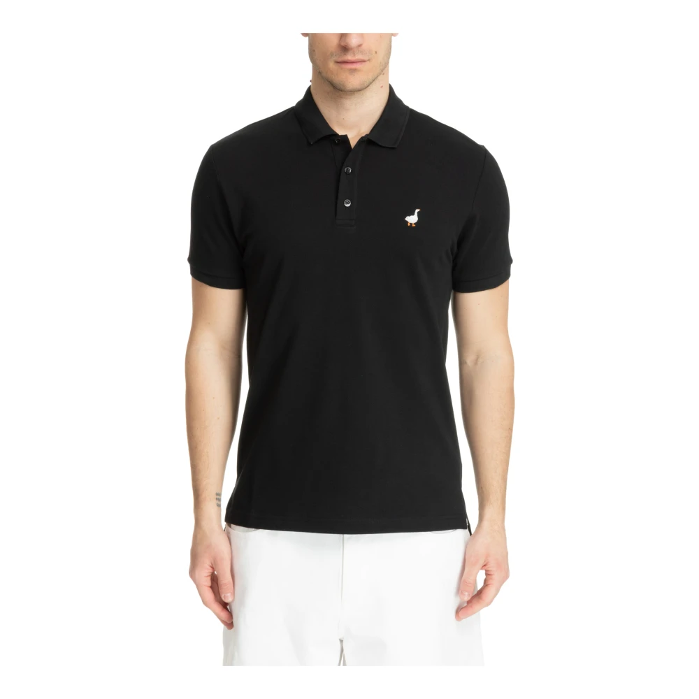 Moschino Men's Black Polo Shirts,, Plain Polo Shirt With 3 Buttons Large