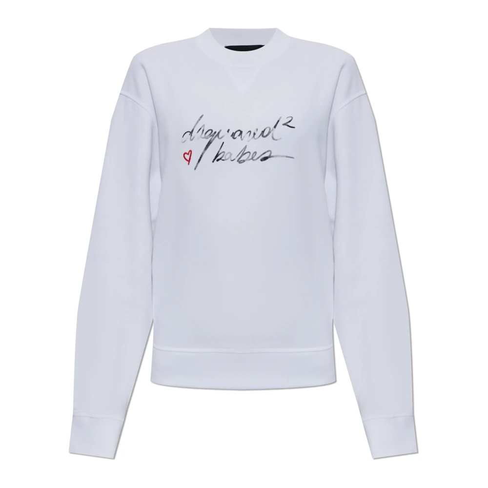 Dsquared2 Women's White Printed Sweatshirt - Sweatshirts - Xs - Sweatshirts & Hoodies
