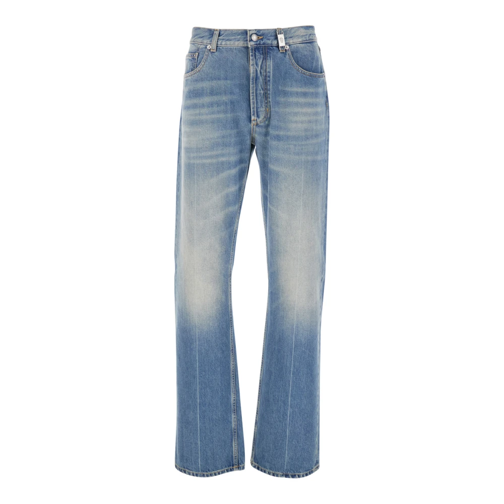 Alexander McQueen Blå High Waisted Logo Detalj Jeans Blue, Herr