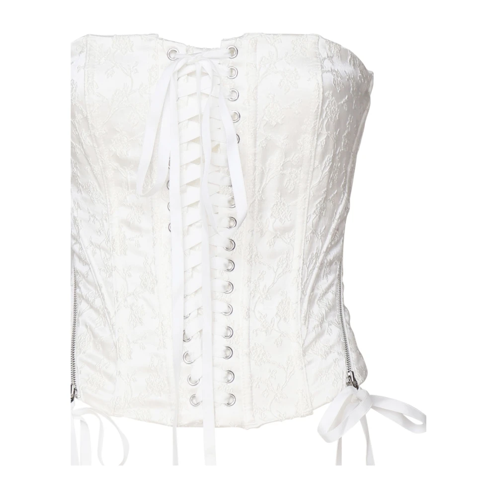 For Love & Lemons Witte Kant Sluiting Korset Top White Dames