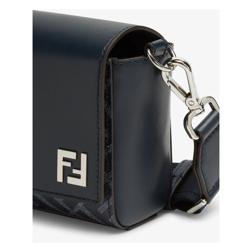 Fendi Blauwe Crossbody Tas met FF Appliqué Blue Heren