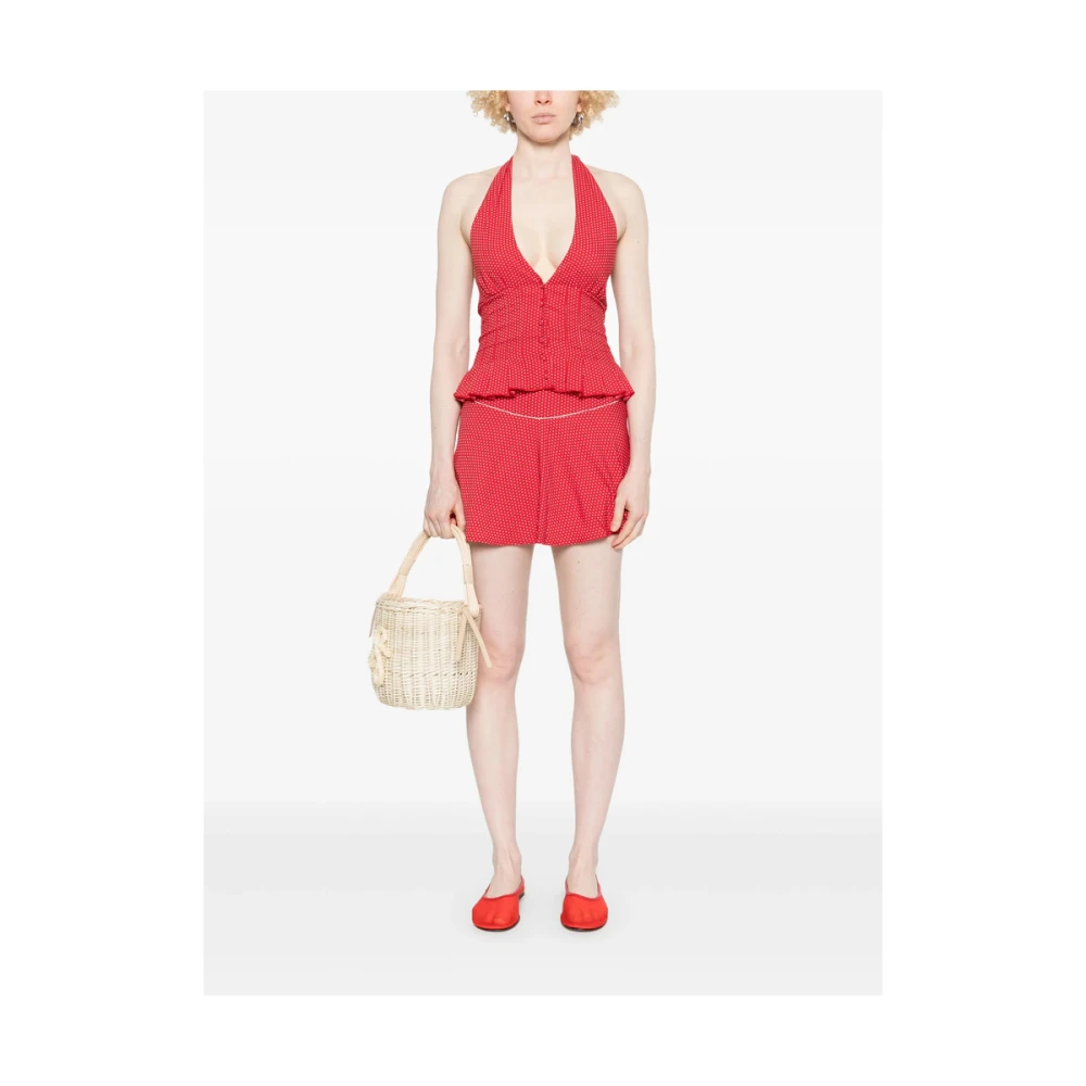 Frankies Bikinis Gestippelde A-lijn Rok Red Dames