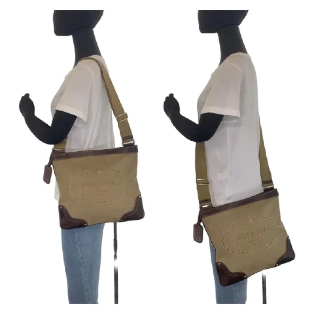 Prada Vintage Pre-owned Canvas prada-bags Beige Dames