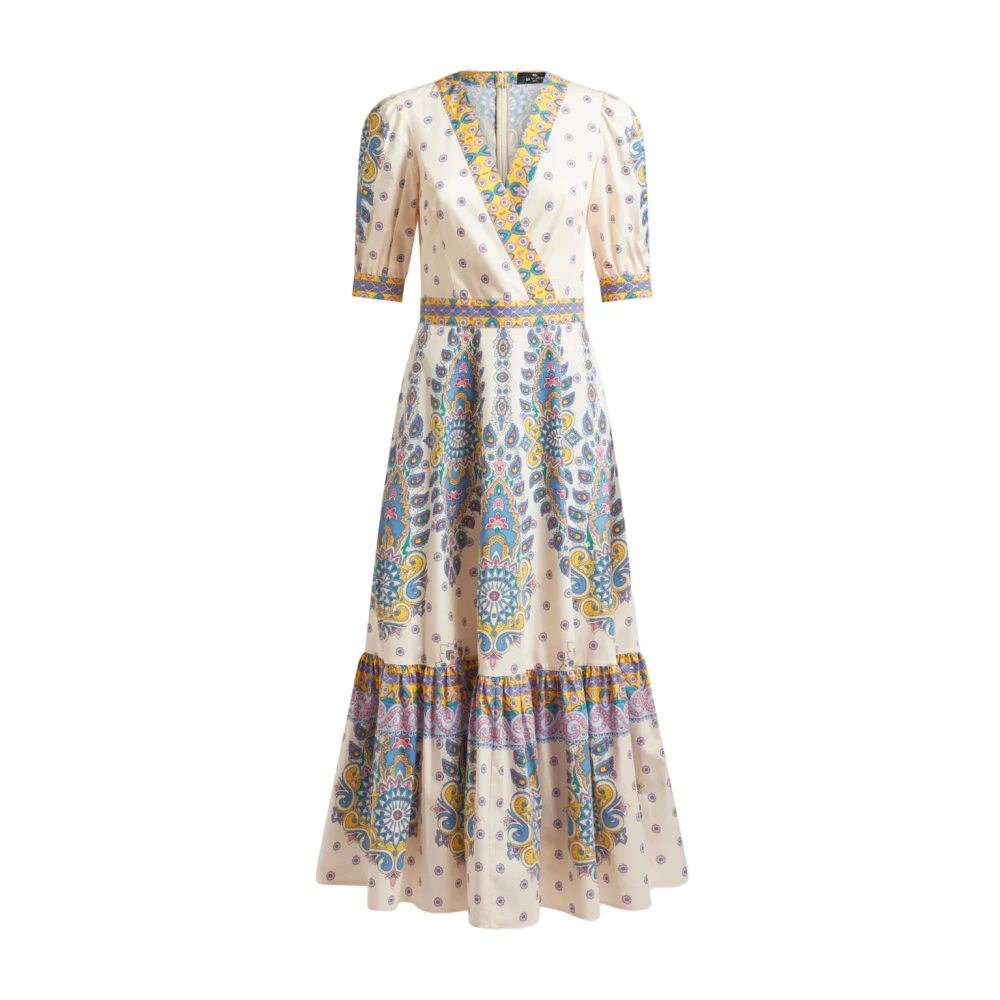 Etro Multicolor Maxi Dresses, Female, L, Printed Cotton Midi Dress