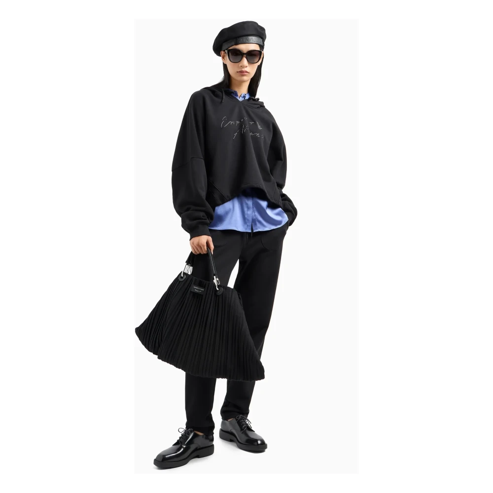 Emporio Armani Zwarte hoodie met logo-accent Black Dames