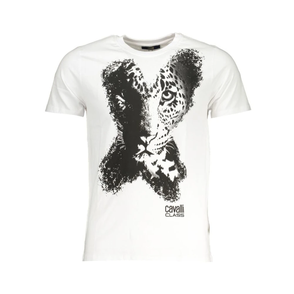 Cavalli Class , T-Shirts, Male, White, L, Short Sleeved T-Shirt
