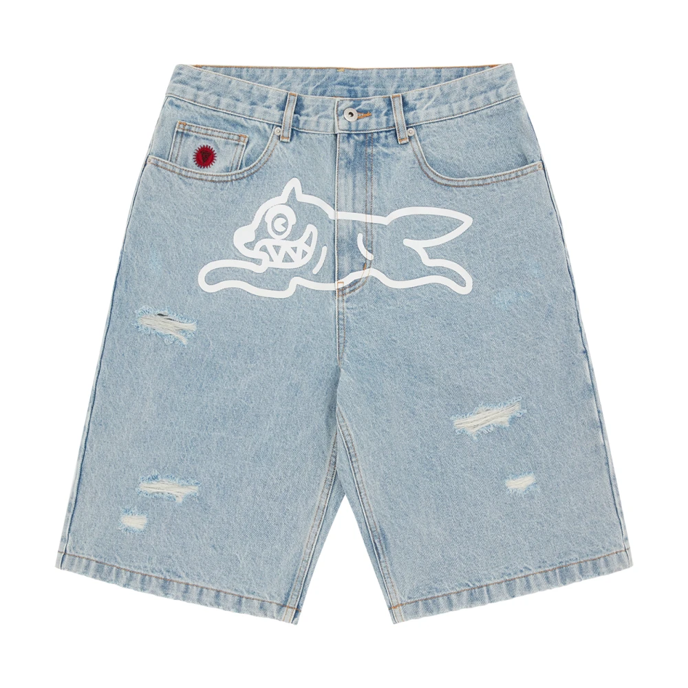 Icecream Men's Blue Denim Shorts, W34, Running Dog Denim Shorts