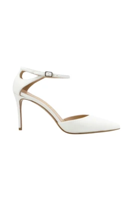 Vita läderhögklackade pumps