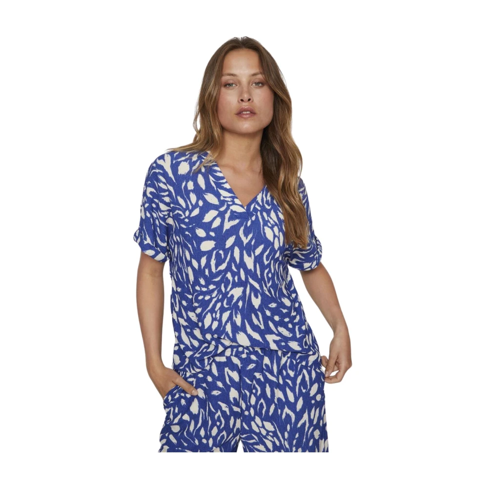 Vila Dames V-hals T-shirt Blue Dames