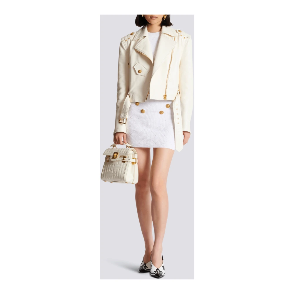 Balmain 6-knopen gebreide rok White Dames