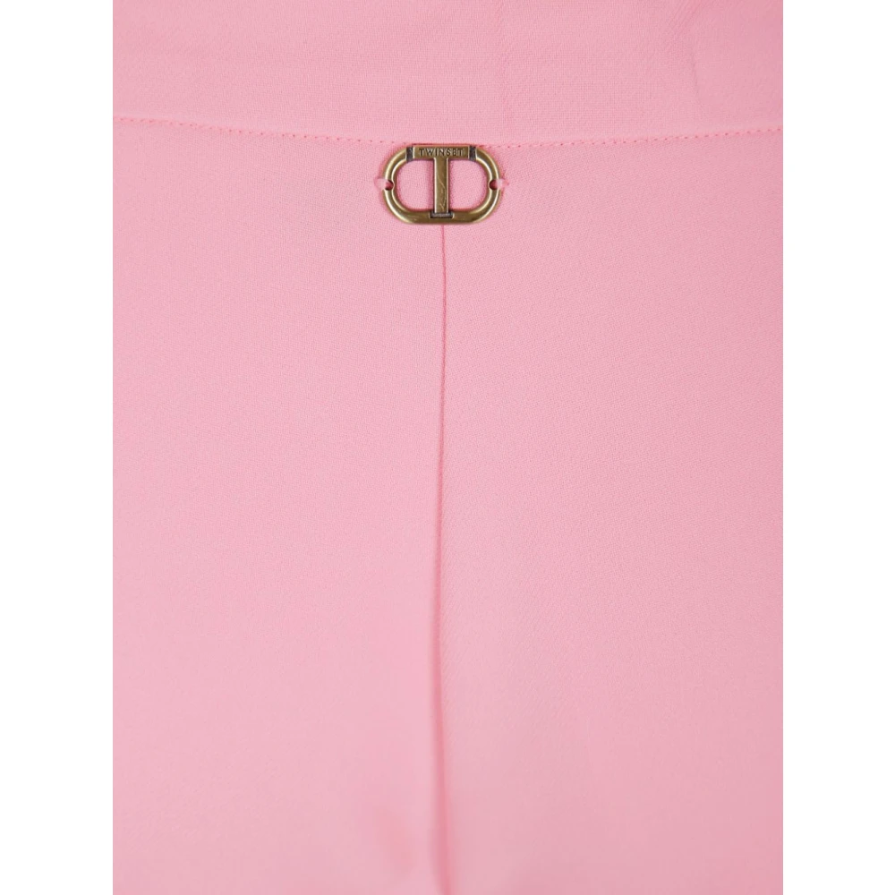Twinset Roze Broek met Goudkleurig Logo Pink Dames