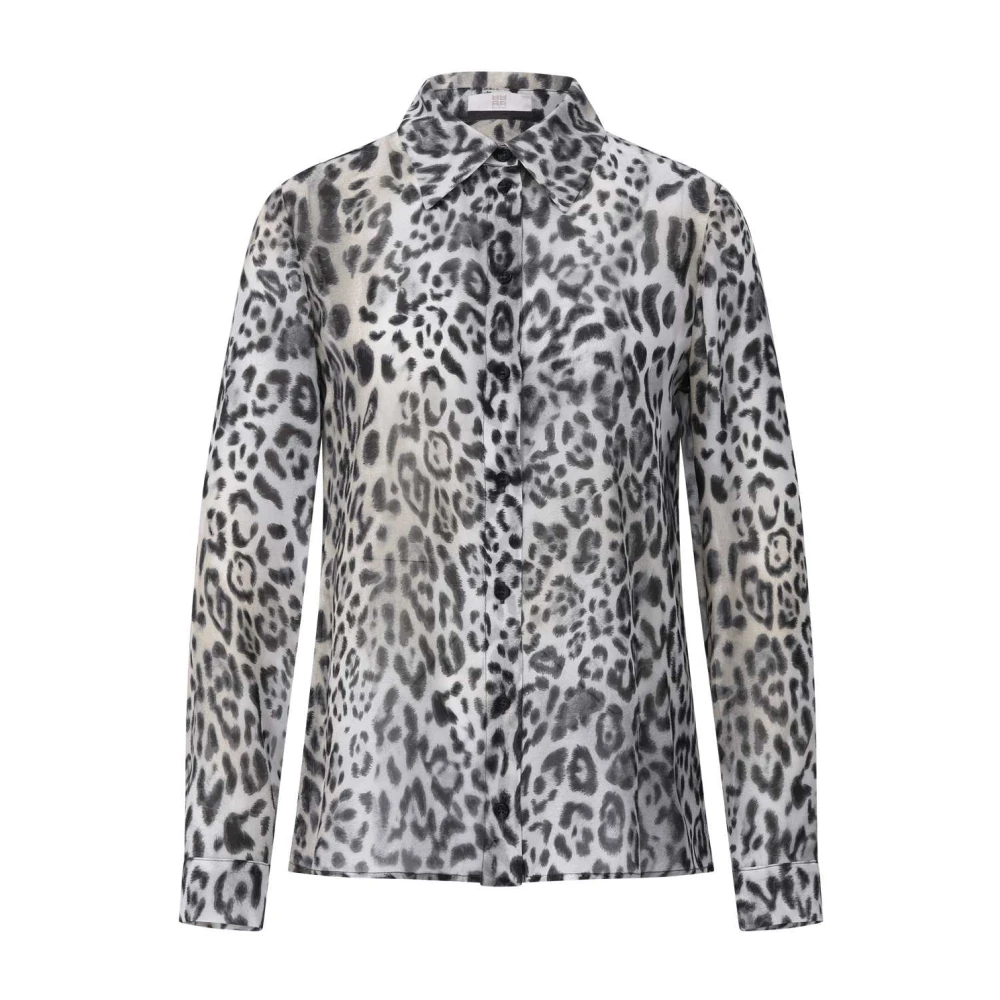 Riani Women's Gray Shirts, L, Leopard Print Blouse