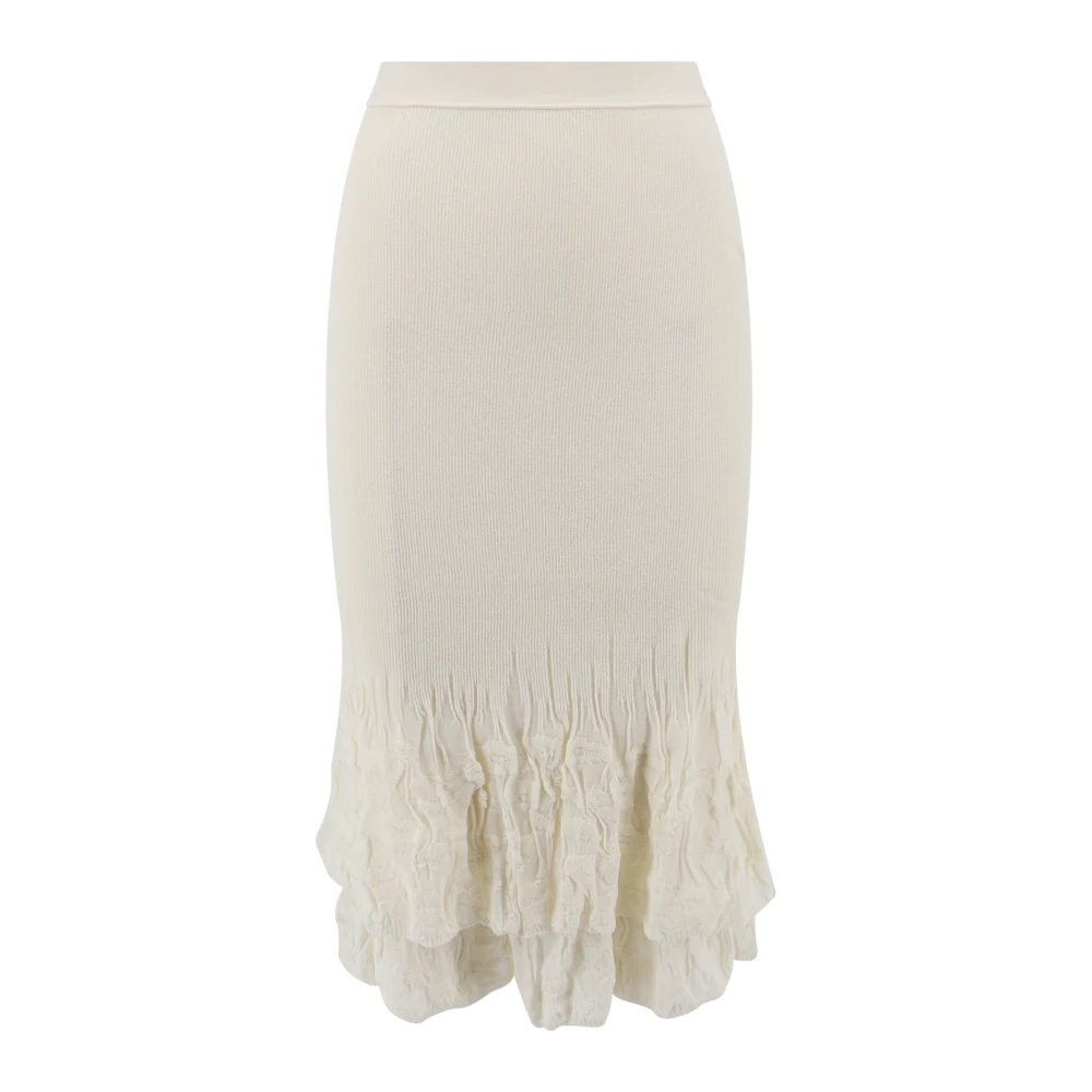 Bottega Veneta Geborduurde katoenen rok met bloemen White Dames