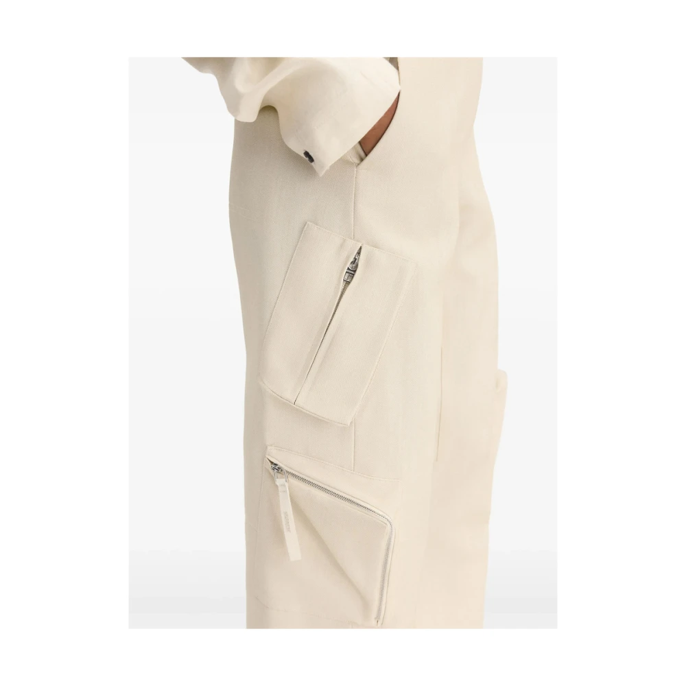 Jacquemus Beige Broek met Riem en Zakken Beige Dames