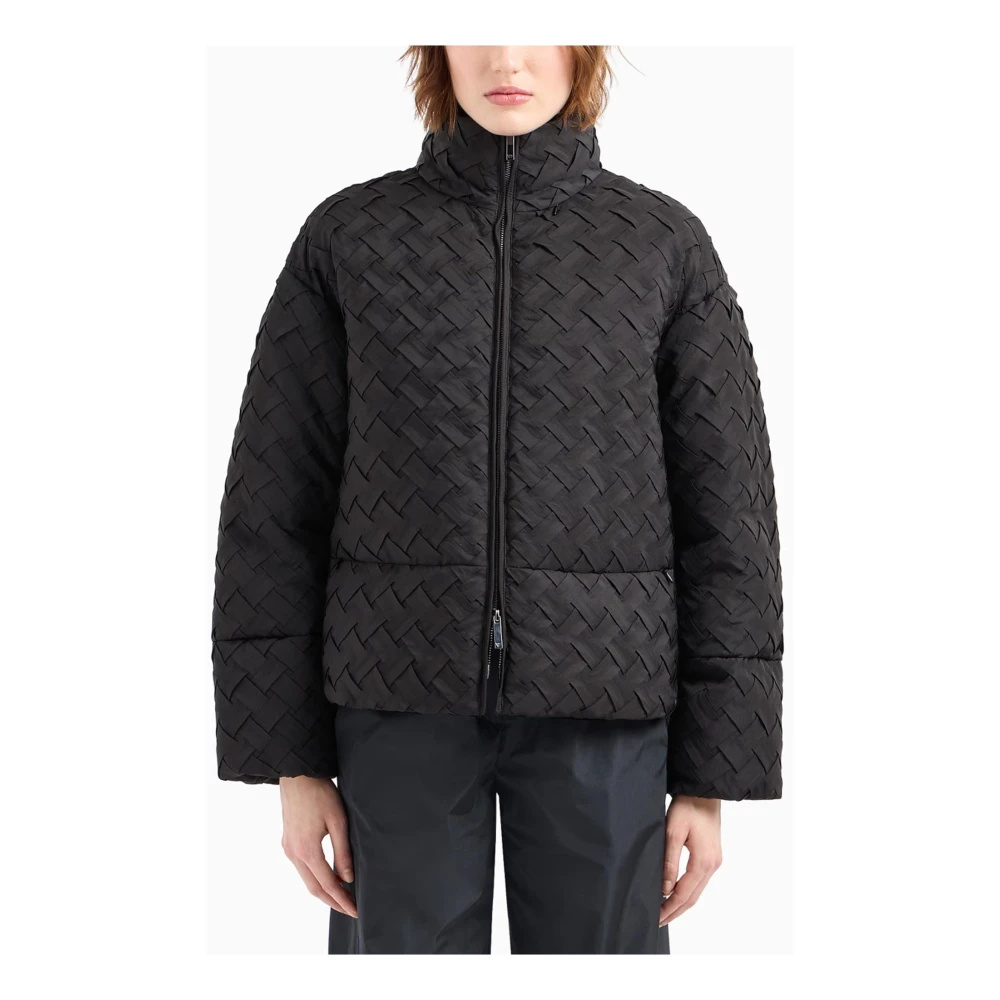 Emporio Armani Zwarte Technische Geweven Ritsjas Black Dames