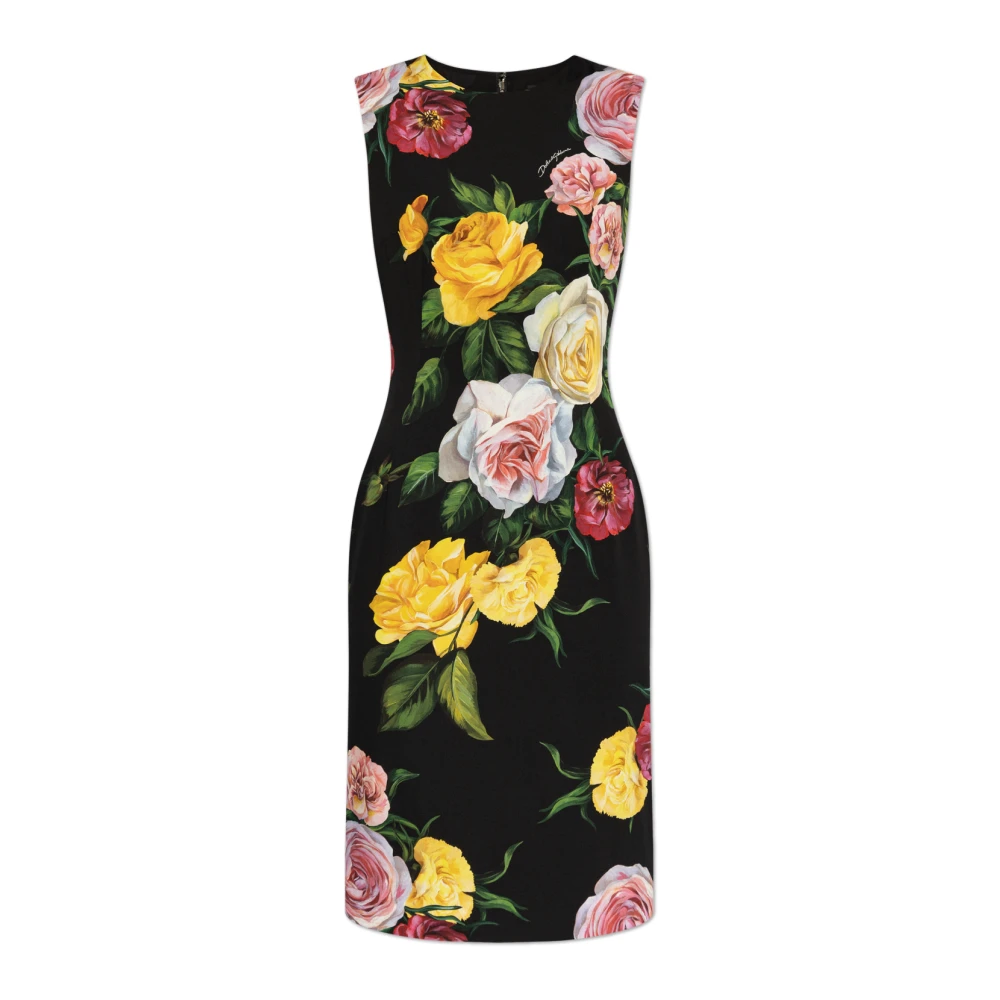 Dolce & Gabbana Zijden jurk met bloemenpatroon Black Dames