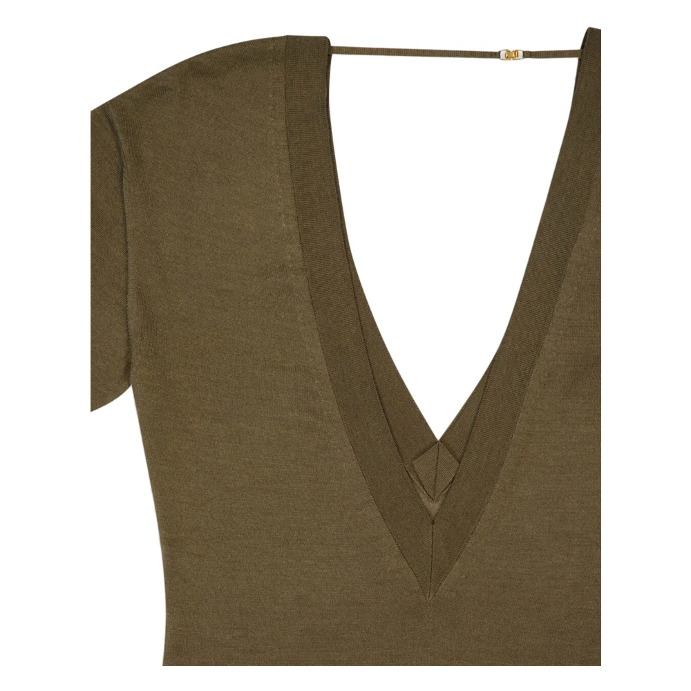 Saint Laurent Groene Mesh Bodysuit met V-hals Green Dames