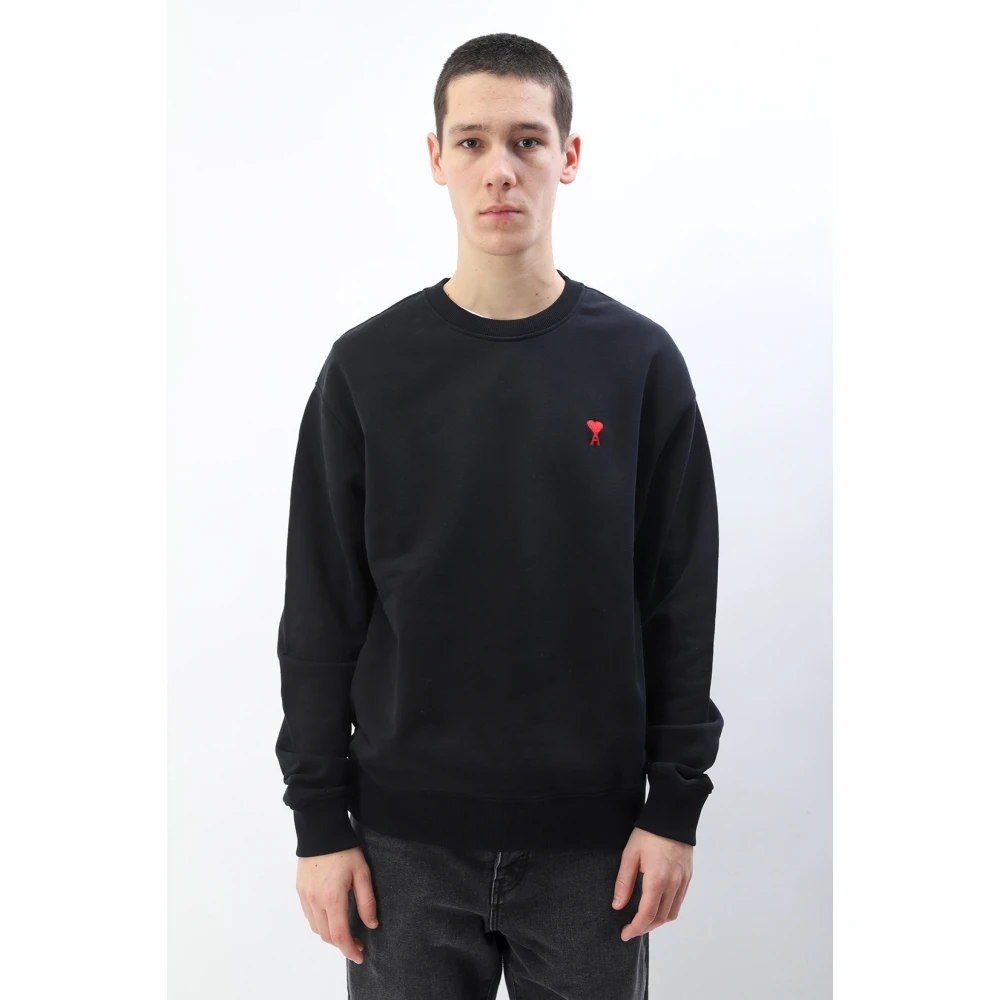 Ami Paris Hart Sweatshirt Stijlvol Comfortabel Geborduurd Logo Black Heren