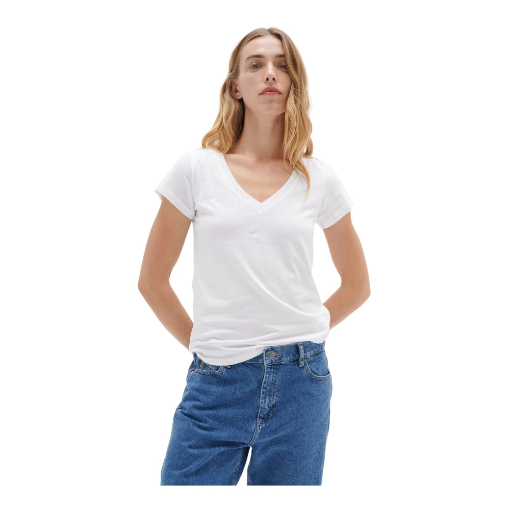 InWear Klassisk V-ringad T-shirt Ren Vit White, Dam