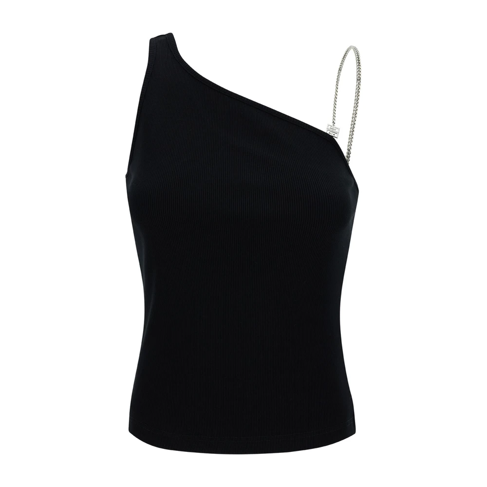Givenchy Geribbeld katoenen asymmetrische top met kettingband White Dames