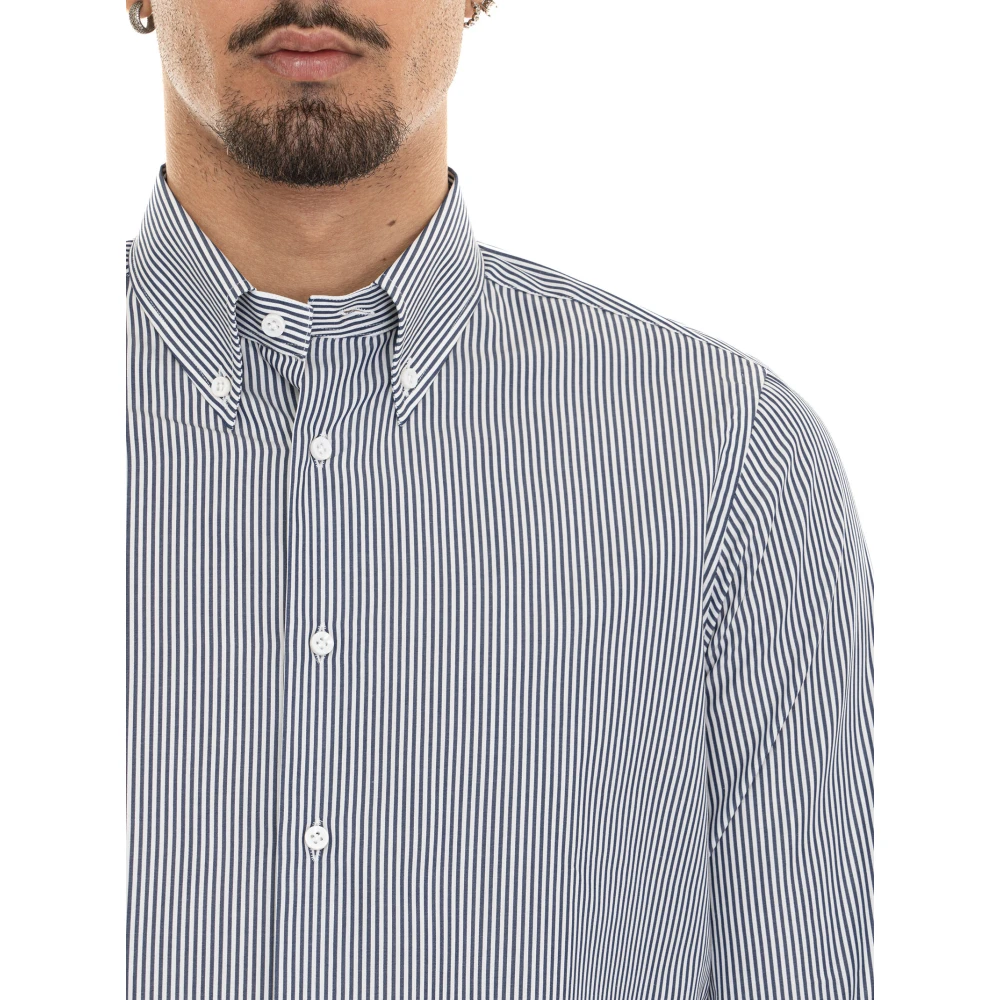Càrrel Gestreept Button-Down Casual Overhemd Blue Heren