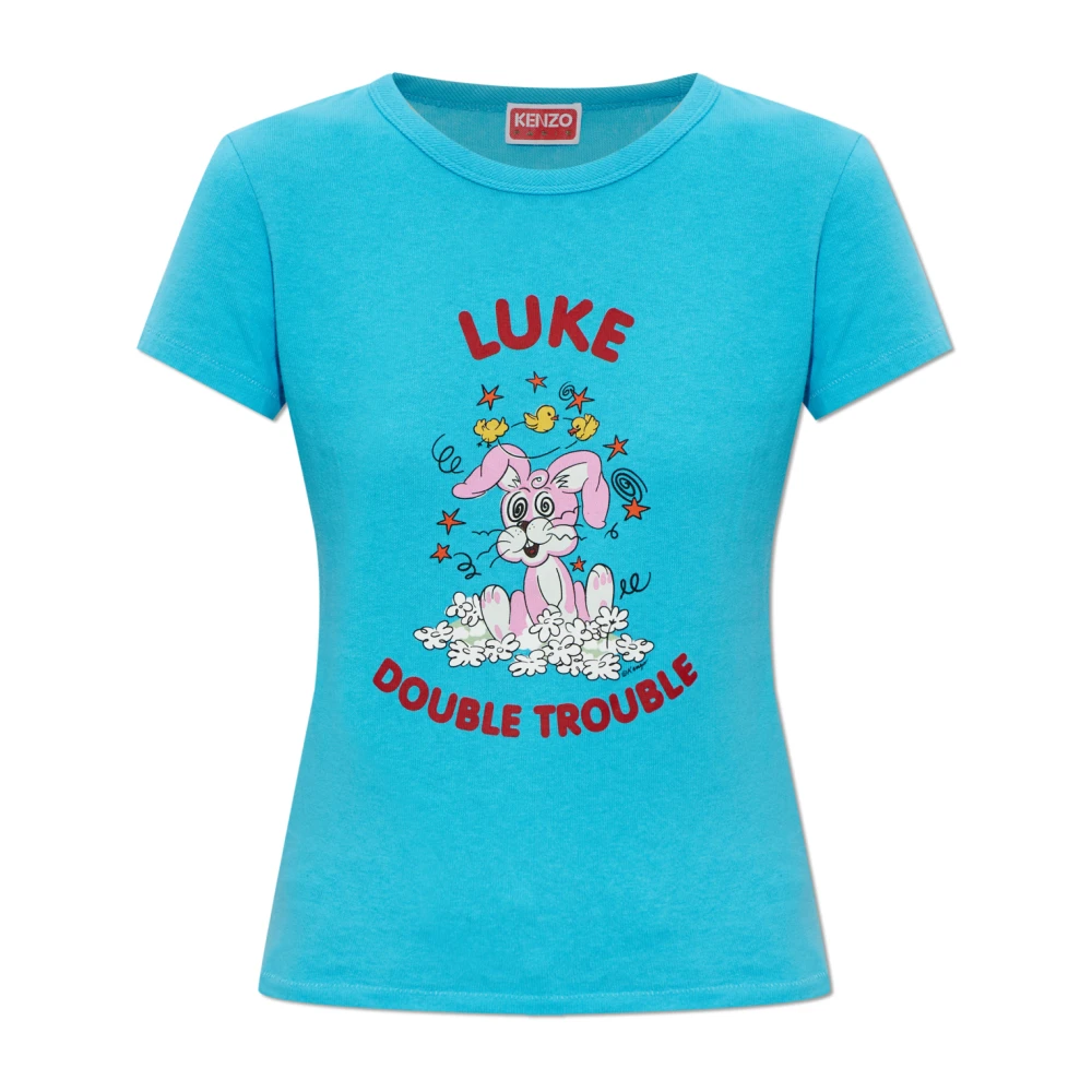 Kenzo Blå T-Shirt Med Tryck