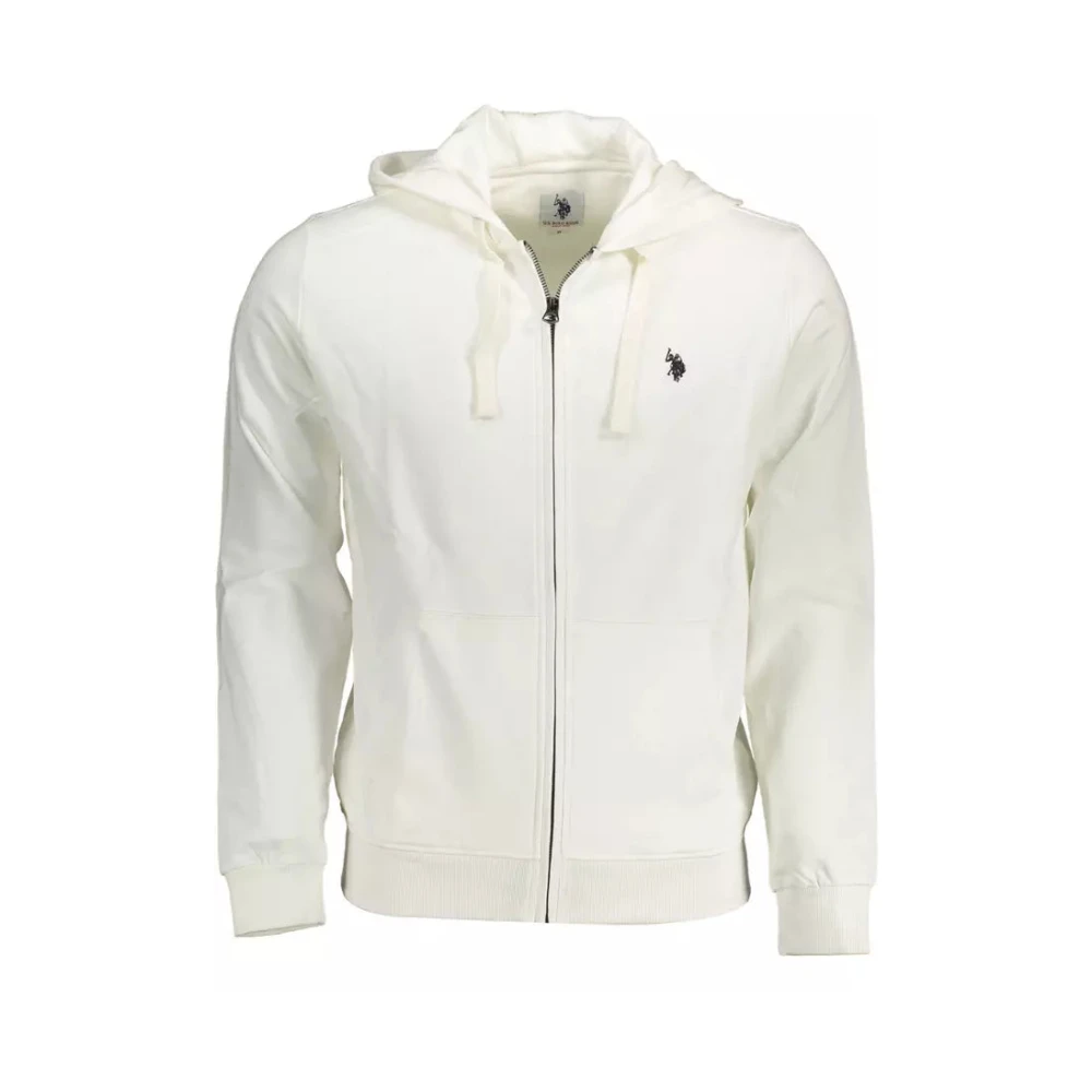 U.s. Polo Assn. Men's White Zip-Throughs, 2XL, Hooded Cotton-Polyester Sweatshirt With Zipper