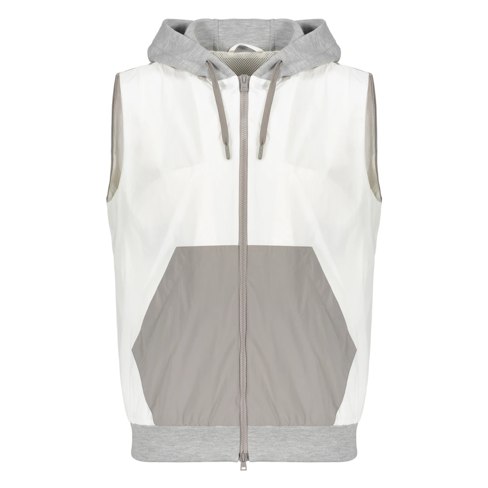 Herno Sportief Vest met Rits en Contrasterende Inzetstukken White Heren