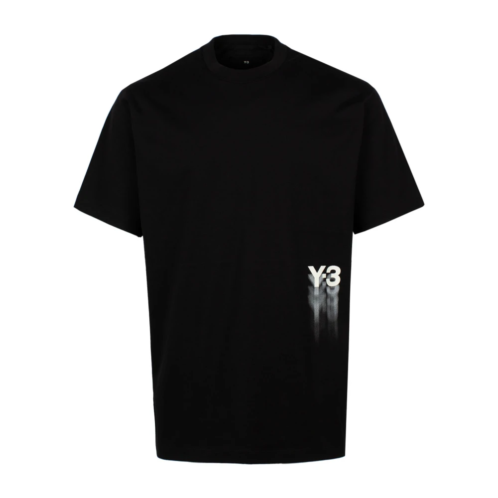 Y-3 Zwart Logo Print Katoenen T-shirt Black Heren