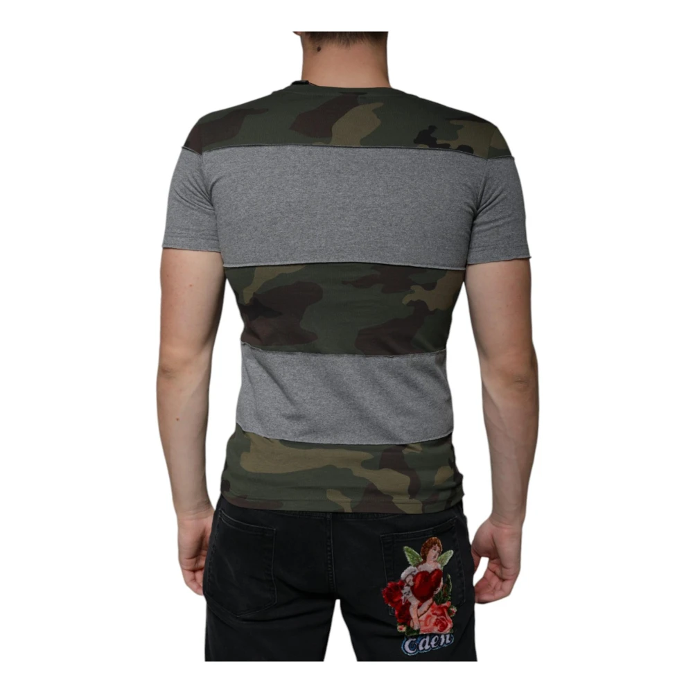 Dolce & Gabbana Camouflage Print Katoenen Crew Neck T-shirt Multicolor Heren