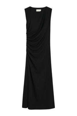 asymmetric-v-neck-black-dress
