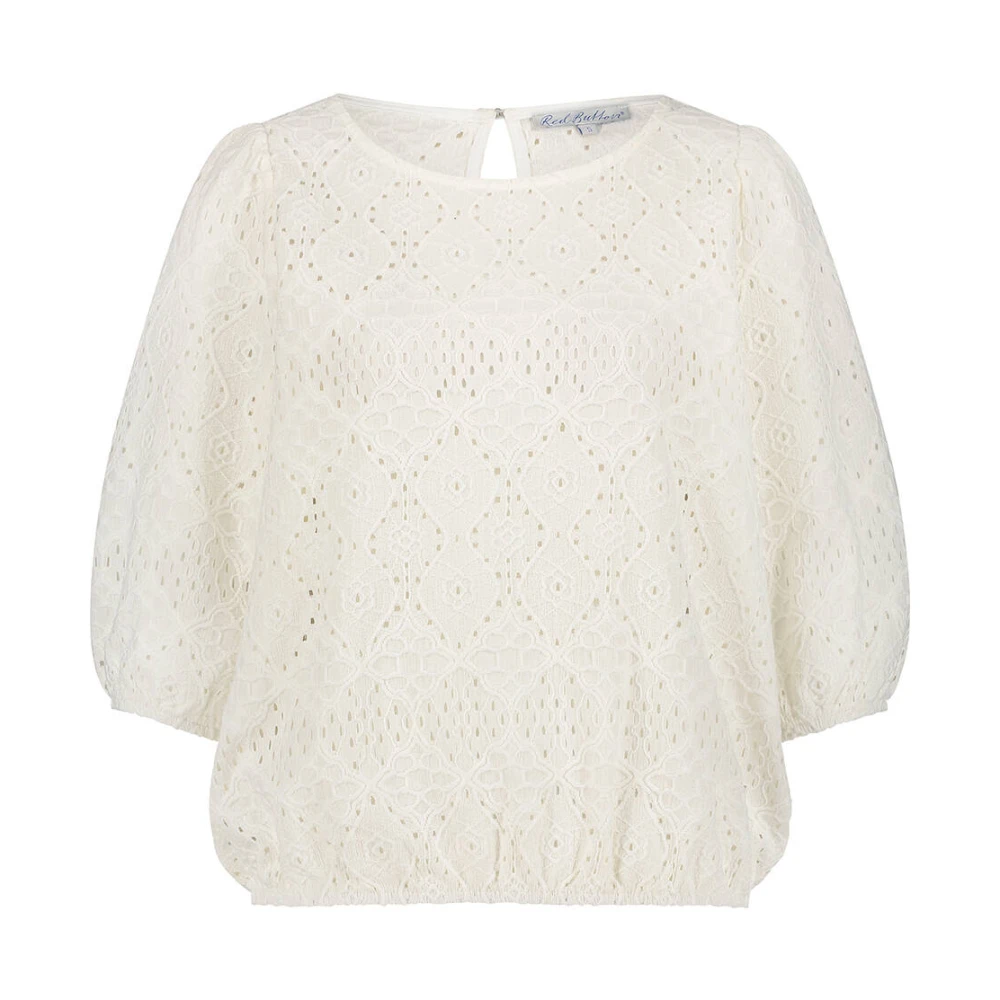 Red Button Top Ajour Stijl White Dames