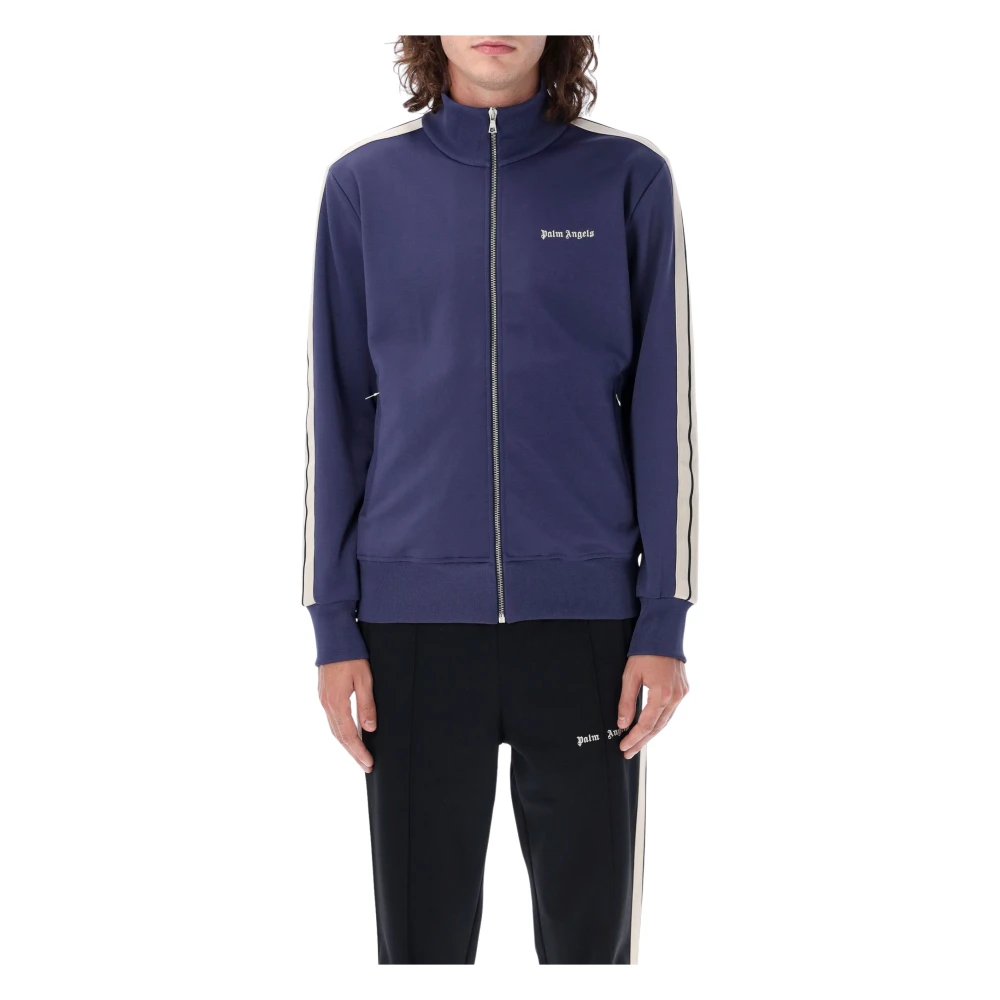 Palm Angels Navy Blauwe Gebreide Track Jacket Aw23 Blue Heren