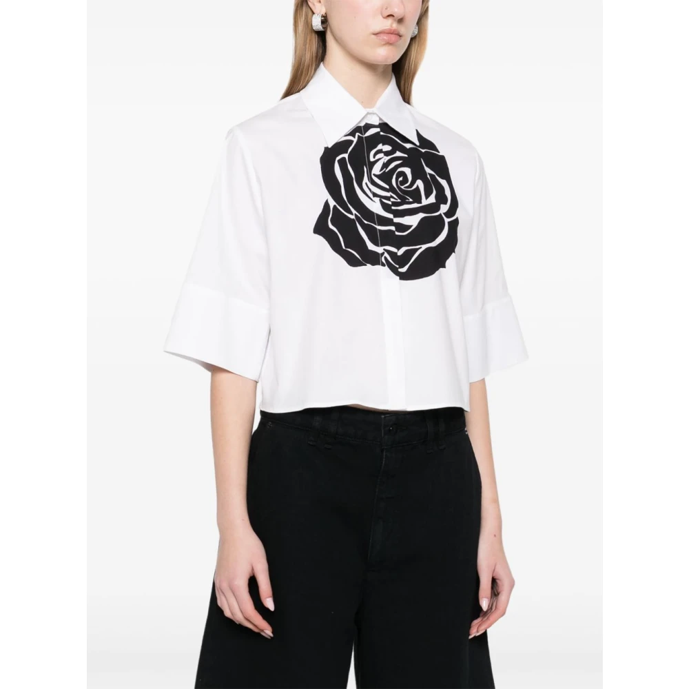 Blugirl Elegante Nero E Rosa Shirt White Dames