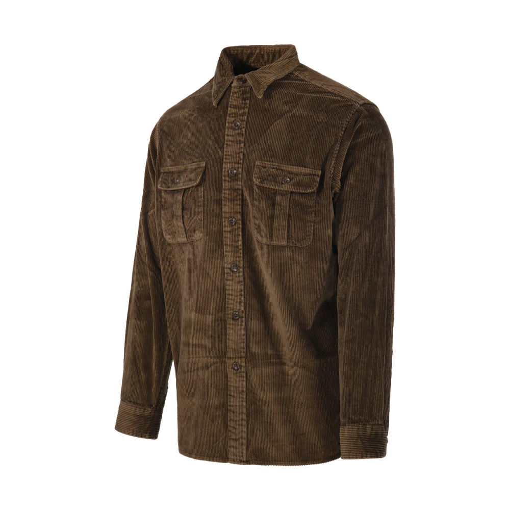 Ralph Lauren Lange Mouw Sportshirt Brown Heren