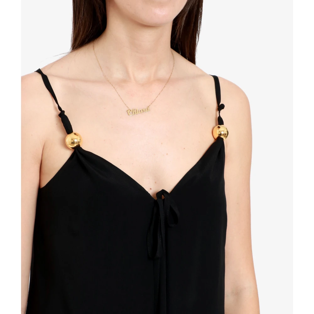 Simona Corsellini Zwarte Top met Strik Detail Black Dames